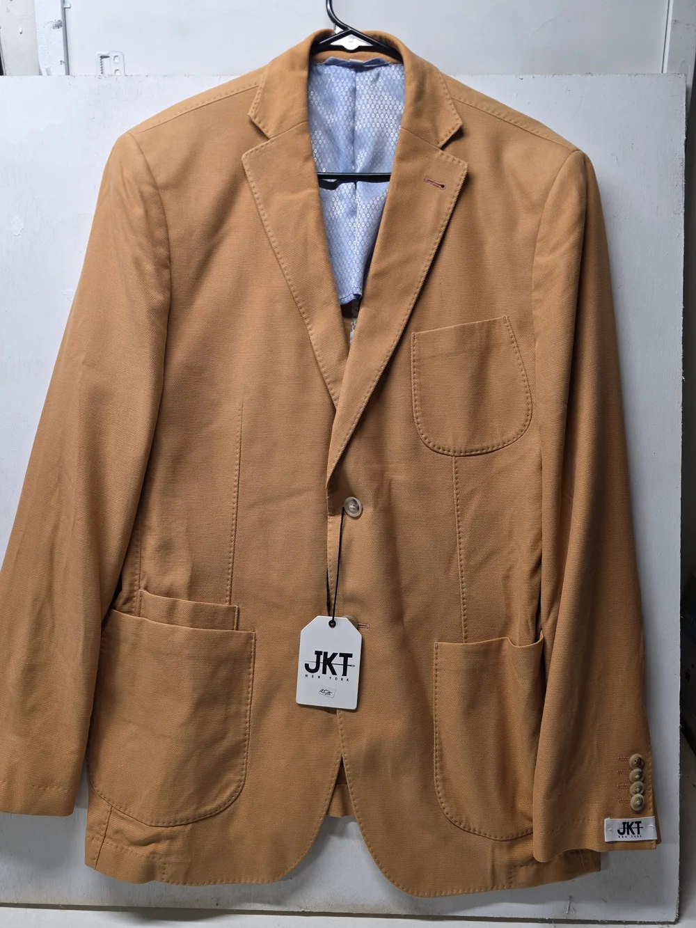 Men’s Tan Cotton Sport Coat - Single-Breasted Blazer